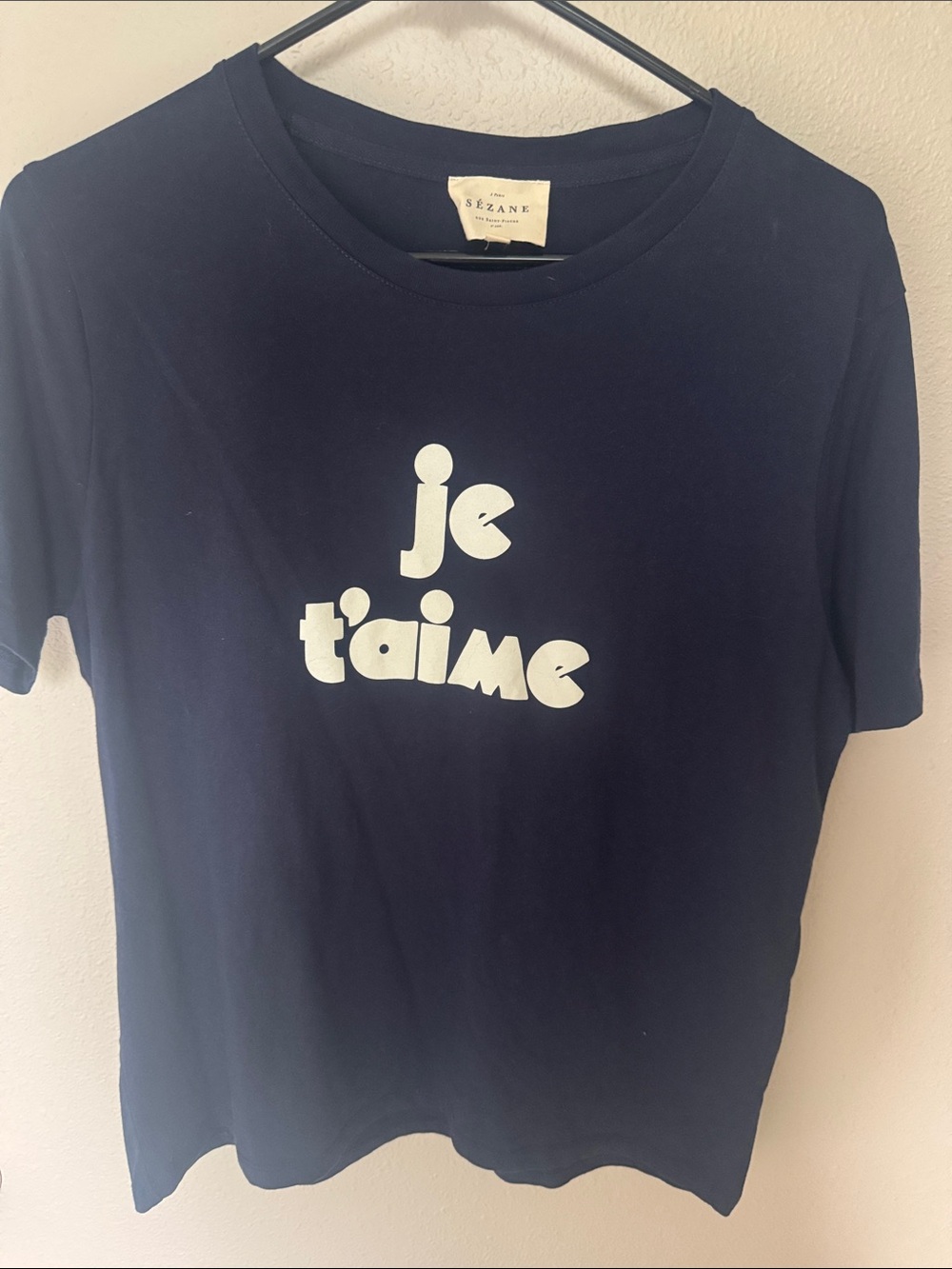 Je t'aime Graphic Tee - Navy Blue Women Shirt-Sézane